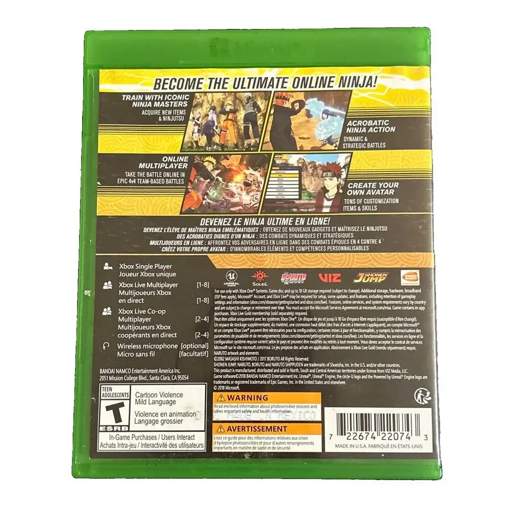 Naruto to Boruto Shinobi Striker Xbox One Bandai Namco 2018 Tested & Working